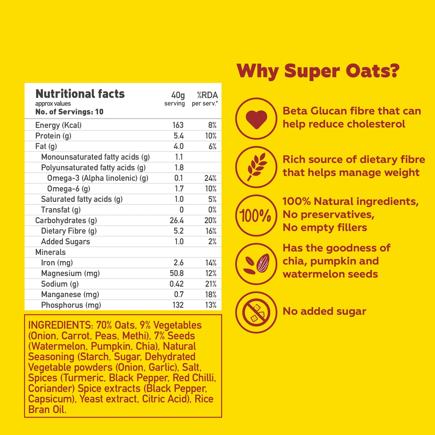 Combo Of Breakfast Variety, Dark Chocolate Oats 400g, Veggie Masala Oats 400g & Dark Chocolate Muesli 400g