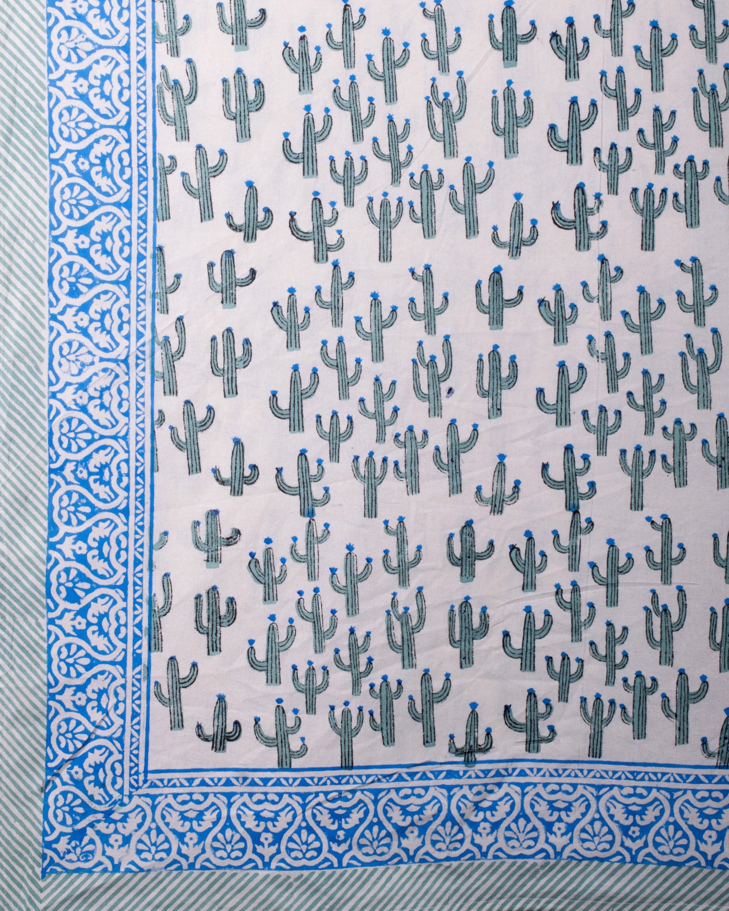 Cactus Block Print Bedsheet