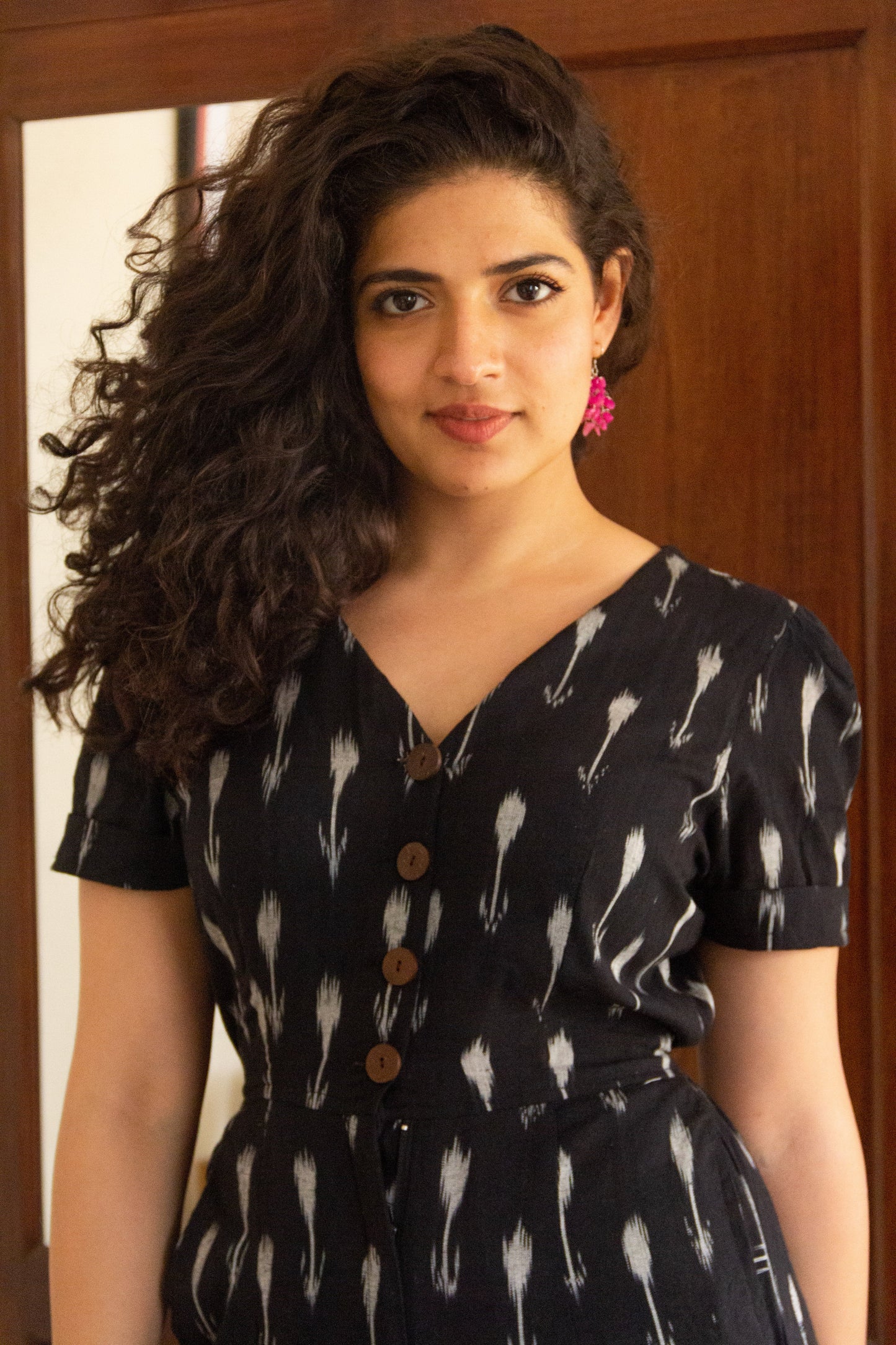 Black Ikat pure handloom cotton jumpsuit for summers