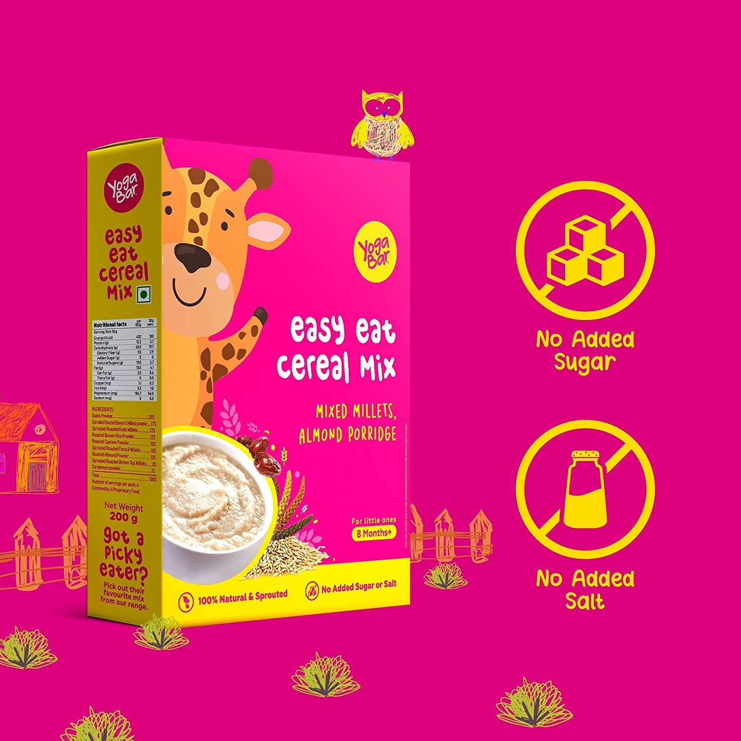 Yogabar Baby Cereal Mix | Mixed Millets Almond Porridge (200g)