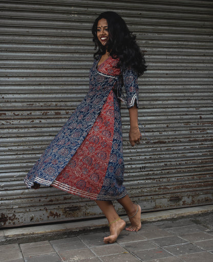 Ruhaaniyat handloom cotton Ajrakh Angrakha gotta work and embroidery