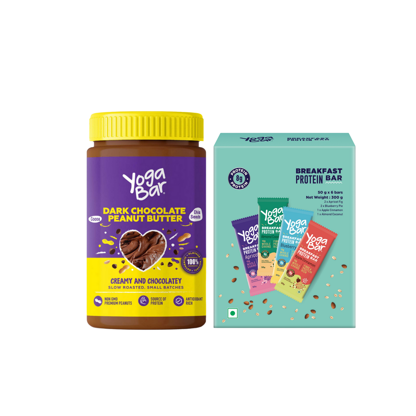 Combo of Breakfast Bars Variety Pack & Dark Chocolate Peanut Butter 400g