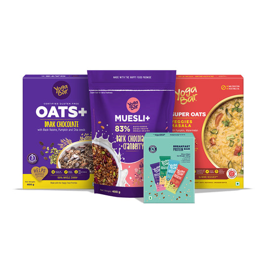 Combo Of Breakfast Variety, Dark Chocolate Oats 400g, Veggie Masala Oats 400g & Dark Chocolate Muesli 400g