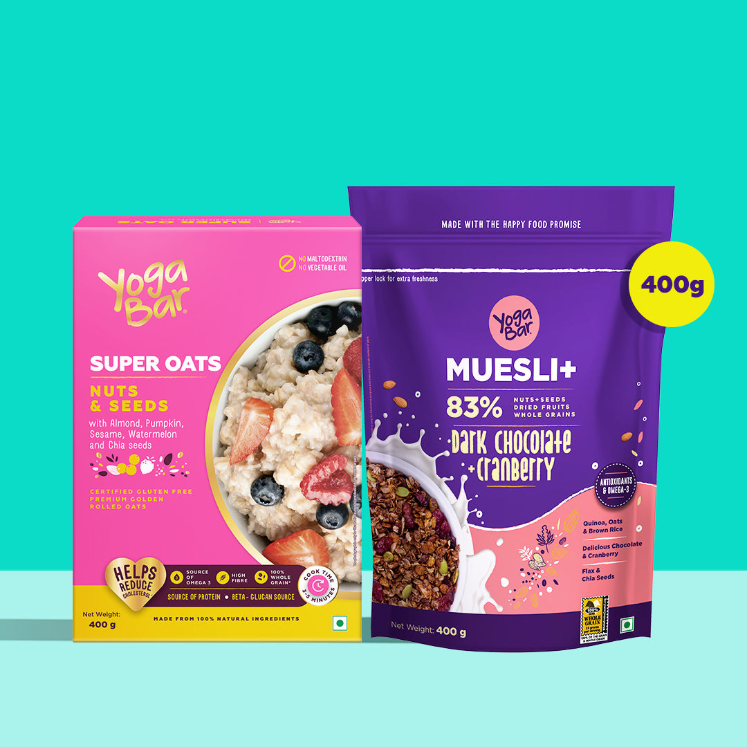 Combo of Nuts & Seeds Oats - 400g + Dark Chocolate & Cranberries Wholegrain Muesli- 400g