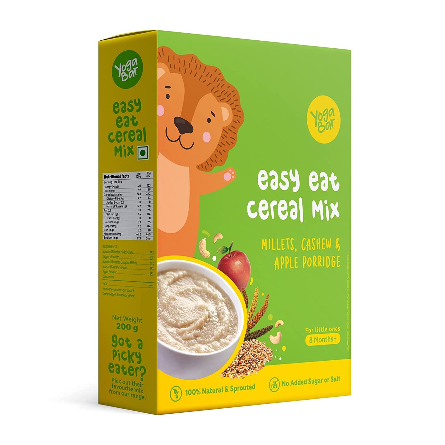 Yogabar Baby Cereal Mix | Millets, Cashew and Apple Porridge - (200gm)