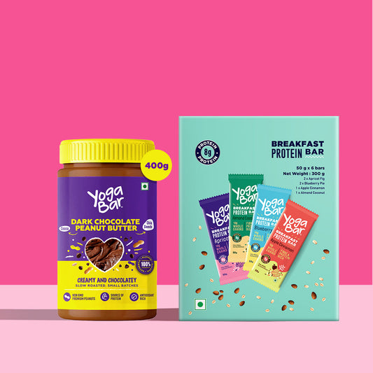 Combo of Dark Chocolate Peanut Butter - 400g + Assorted Breakfast Bars