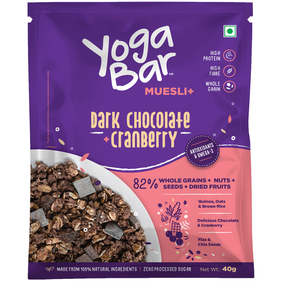 Dark Chocolate + Cranberries Wholegrain Muesli - Pack of 10 Pouch