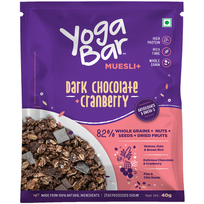 Dark Chocolate + Cranberries Wholegrain Muesli - Pack of 10 Pouch - 2 Pack