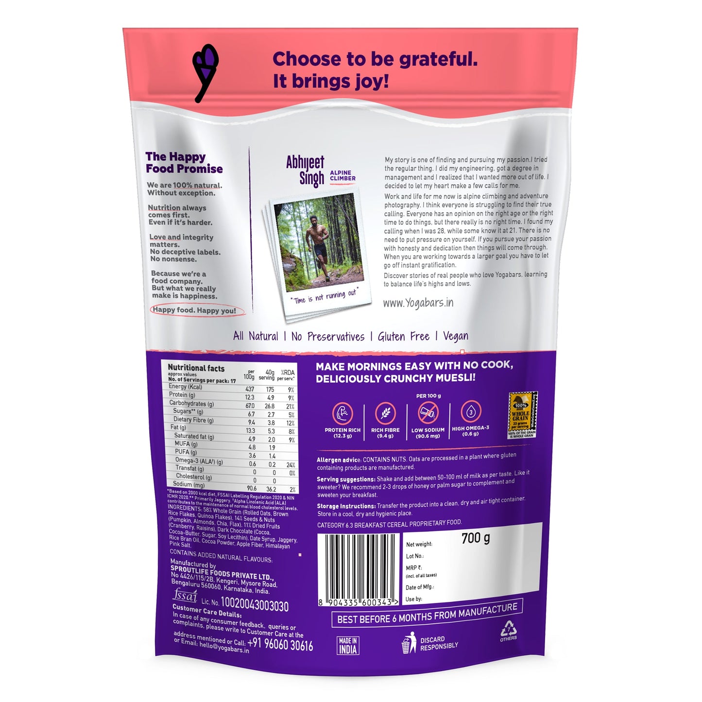 Combo of Fruit and Nut 700g Muesli & Dark Chocolate 700g Muesli