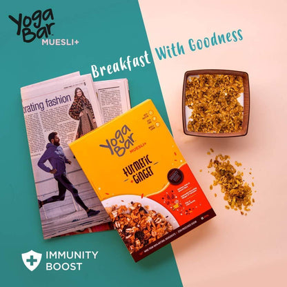Yogabar Muesli Variety Pack - (Dark Chocolate, Fruits Nuts + Seeds, Almond + Quinoa Crunch, Turmeric + Ginger) 400G Each