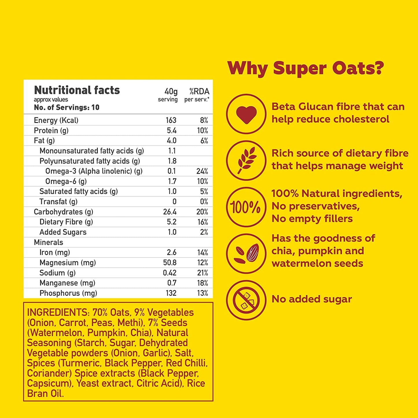 Combo of - 100% Rolled Oats & Veggie Masala Oats