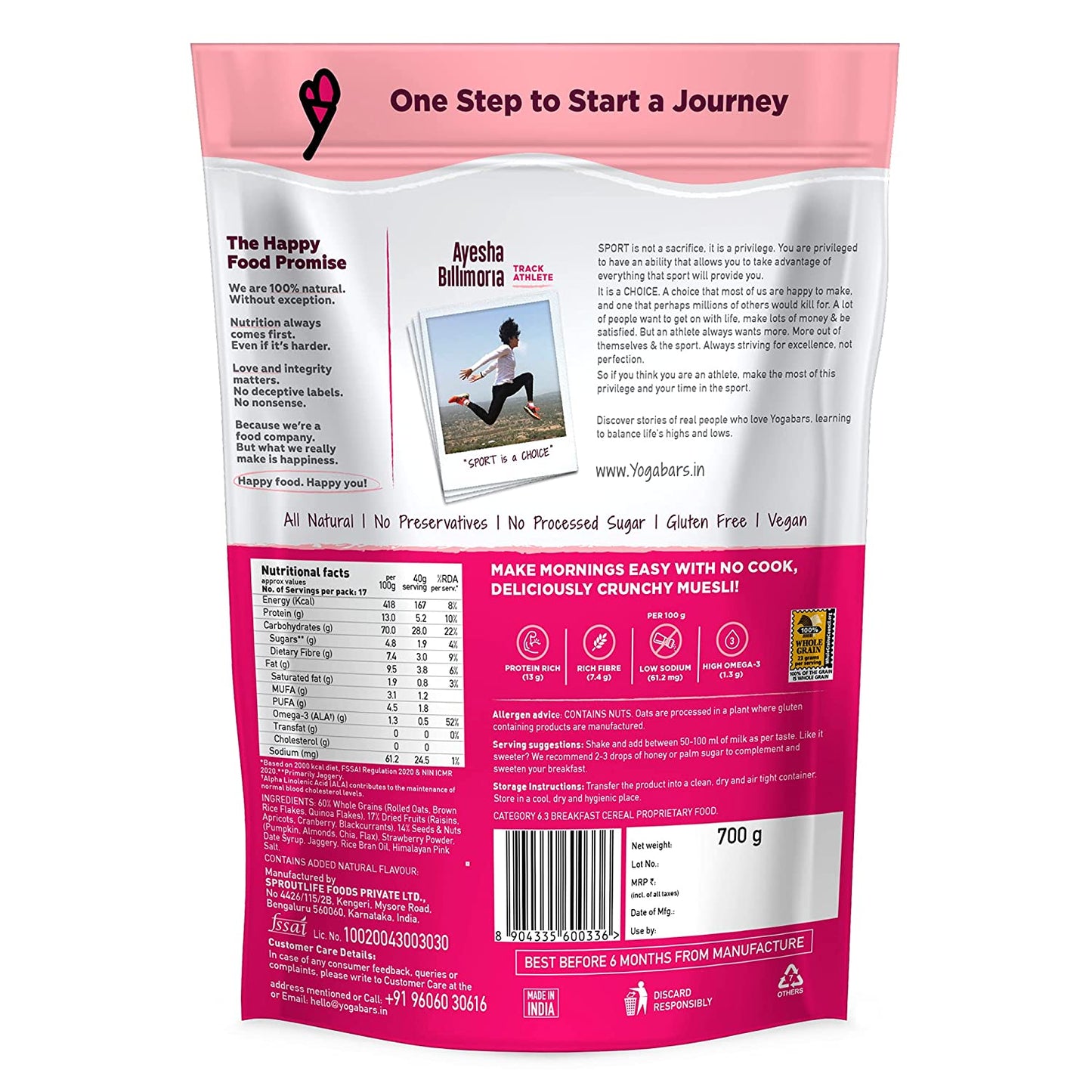 Combo of 2 - Dark Chocolate + Cranberries & Fruits, Nuts & Seeds Wholegrain Muesli (2 X 700g)