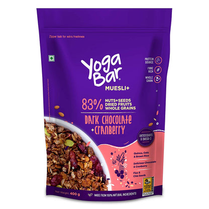 Combo of Nuts & Seeds Oats - 400g + Dark Chocolate & Cranberries Wholegrain Muesli- 400g