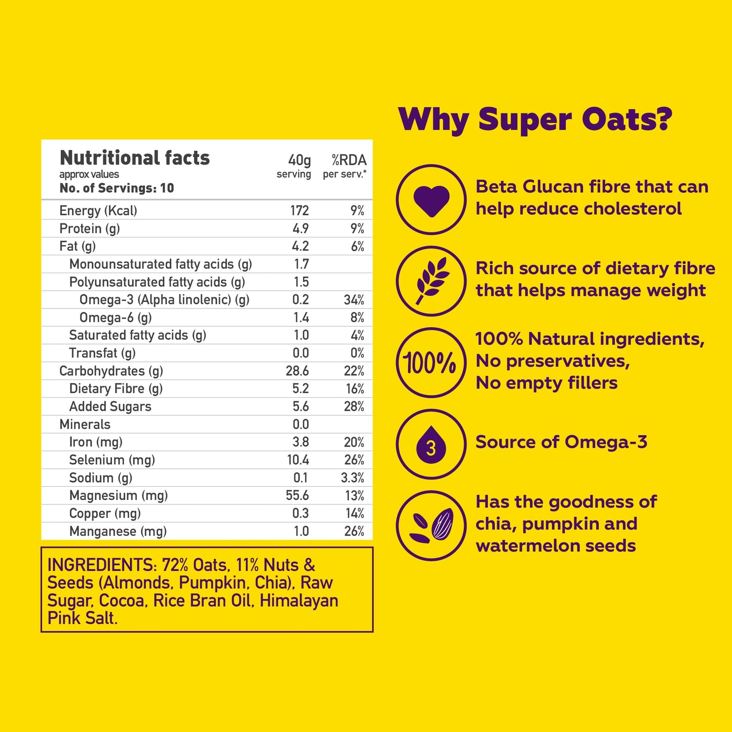 Combo of Dark Chocolate Oats 400g & Veggie Masala Oats 400g