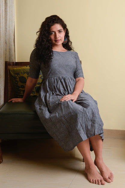 Grey Aakashganga Ikat Dress