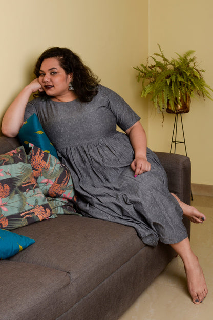 Grey Aakashganga Ikat Dress