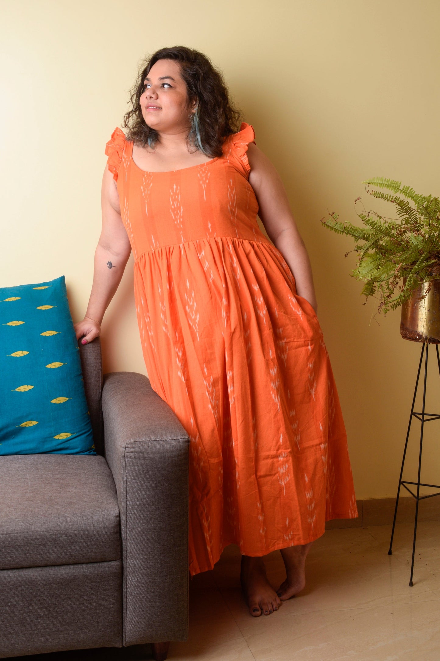 Saitras Frill Ikat Dress