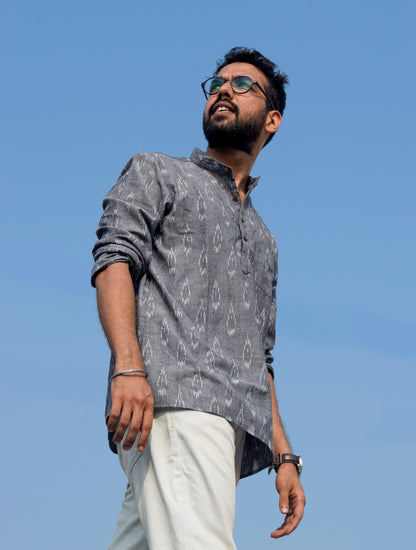 Raakh Grey Ikat kurta [XXL]