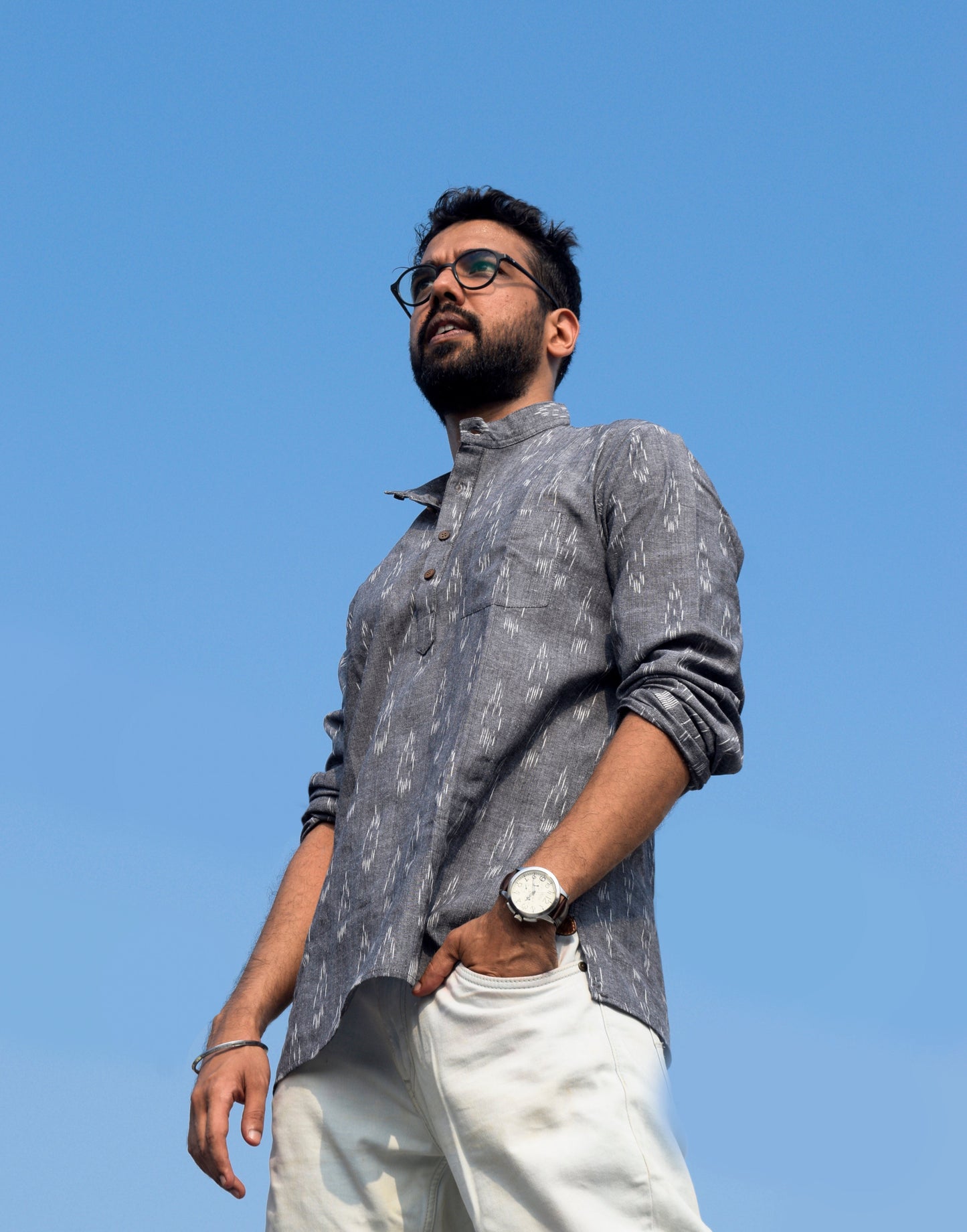 Raakh Grey Ikat kurta [XXL]