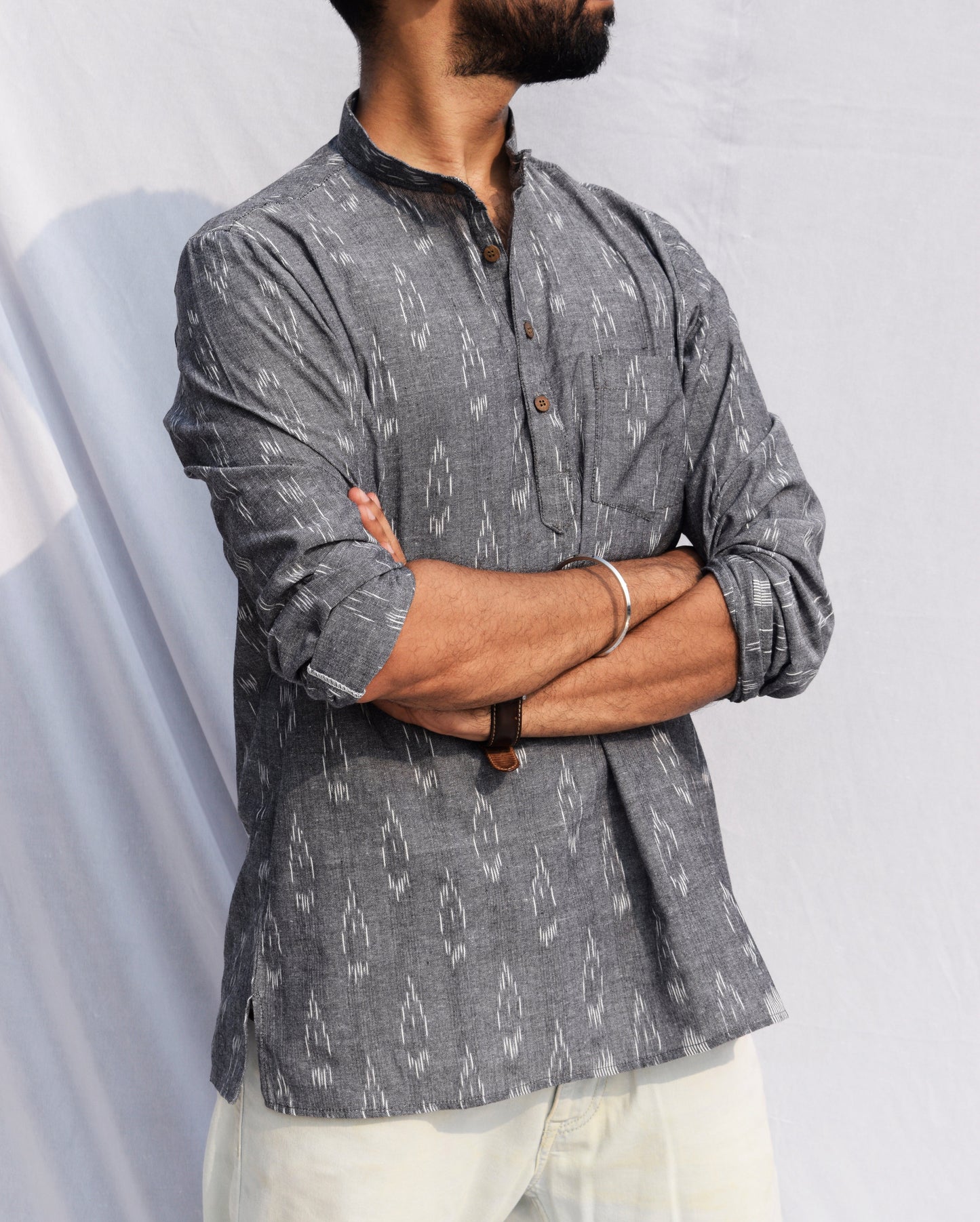 Raakh Grey Ikat kurta [XXL]