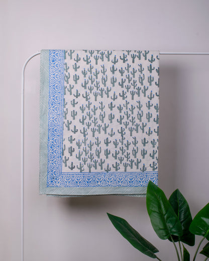 Cactus Block Print Bedsheet