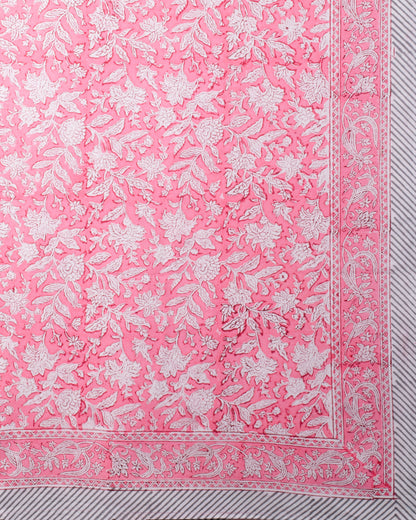 Gulaabi Block Print Bedsheet