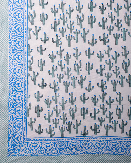 Cactus Block Print Bedsheet