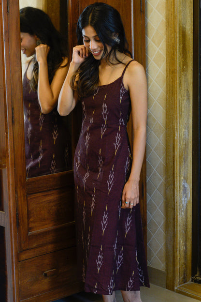Maroon slip ikat dress