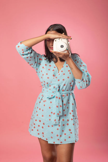 Polka dots wrap dress