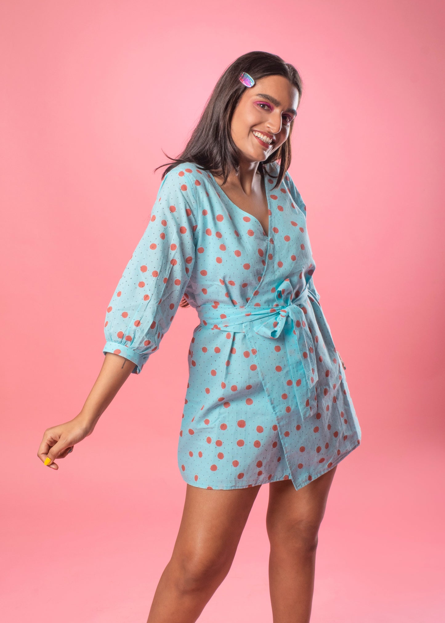 Polka dots wrap dress
