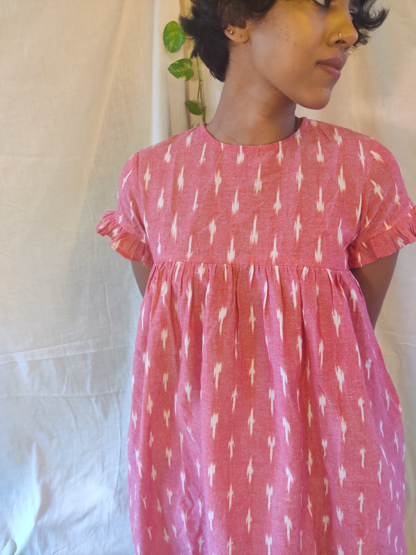 Mashru frill cotton dress