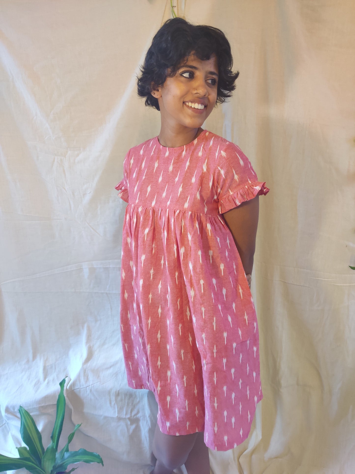 Mashru frill cotton dress