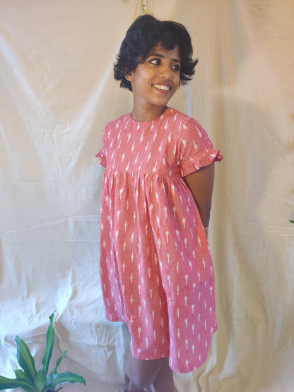 Mashru frill cotton dress