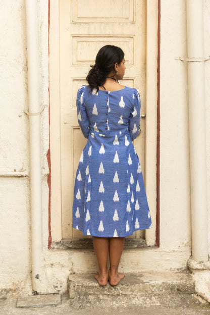 Heera Ikat dress in pink and blue pure handloom cotton 