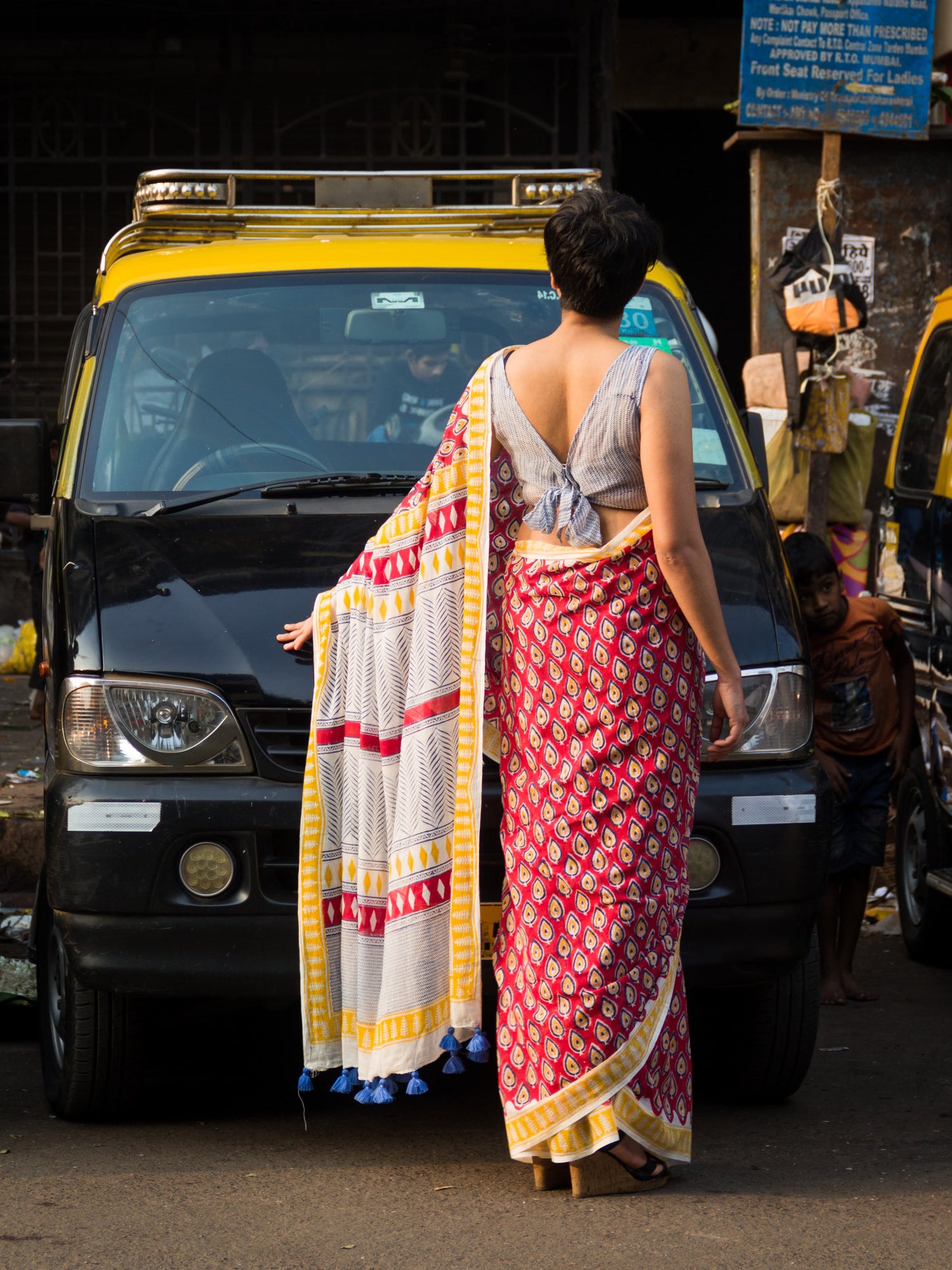 Paisley hand block print saree