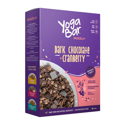 Dark Chocolate + Cranberries Wholegrain Muesli - 12 Boxes