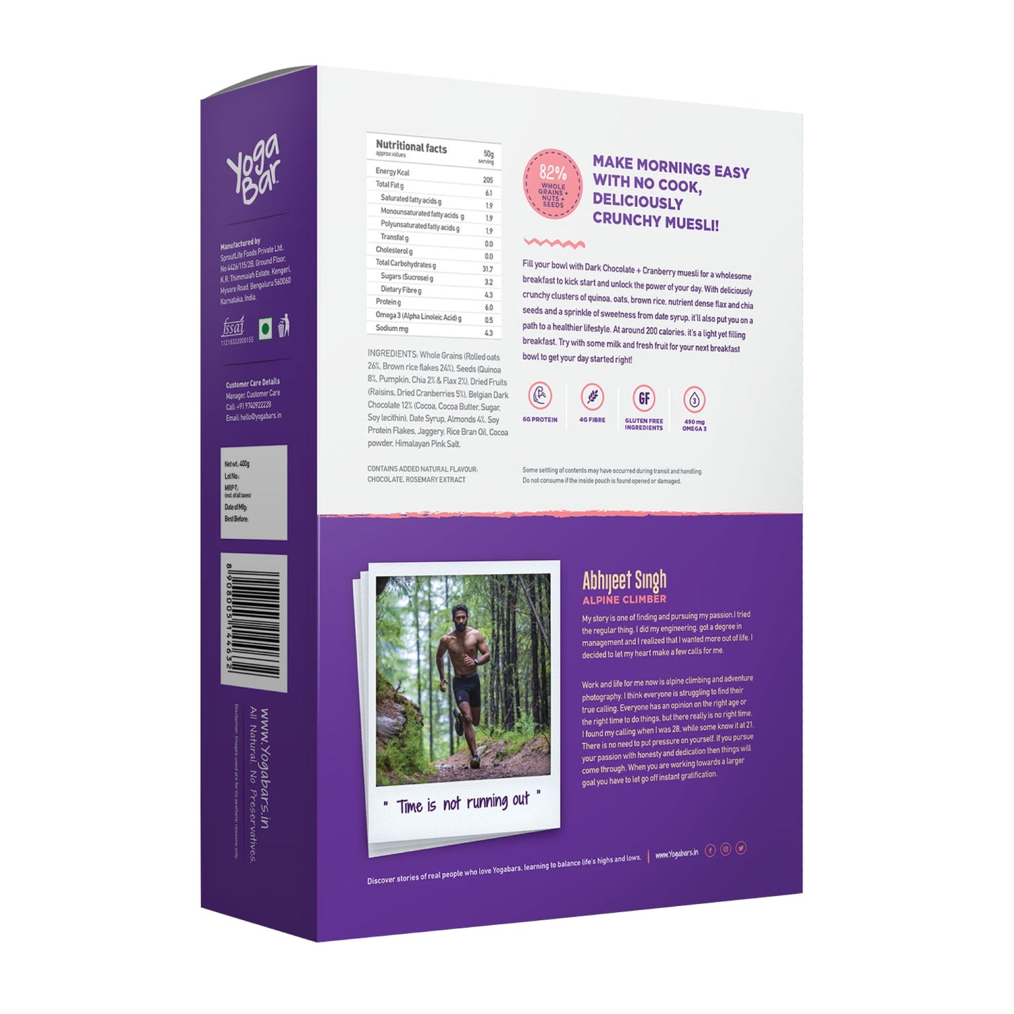 Dark Chocolate + Cranberries Wholegrain Muesli - 6 Boxes