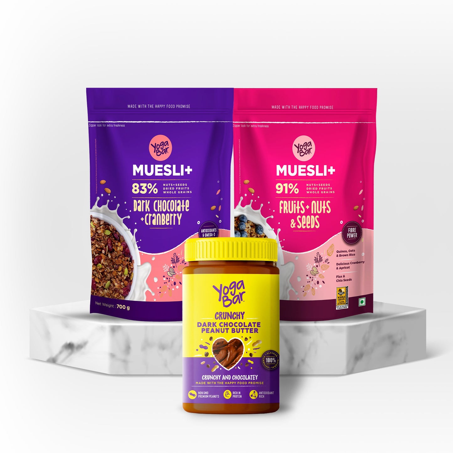 Fruit & Nuts Muesli,700g + Dark Chocolate Muesli,700g + Dark Chocolate Crunchy Peanut Butter,400g