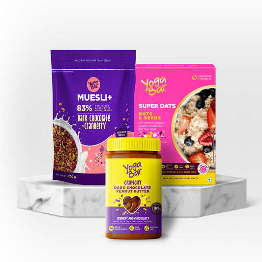 Dark Chocolate Muesli,700g + Fruit & Nuts Oats,400g + Dark Chocolate Crunchy Peanut Butter,400g