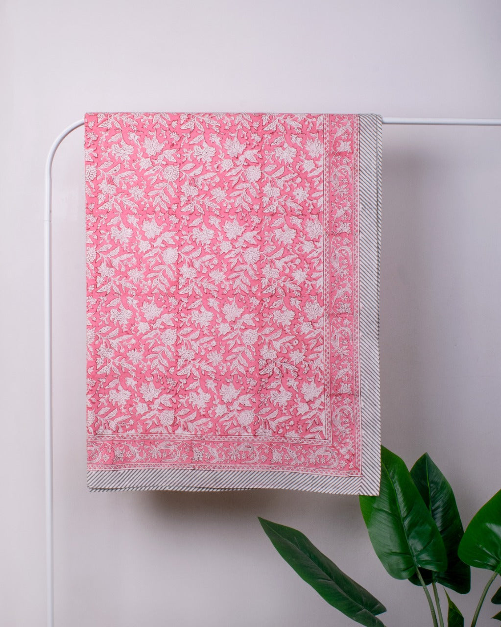 Gulaabi Block Print Bedsheet