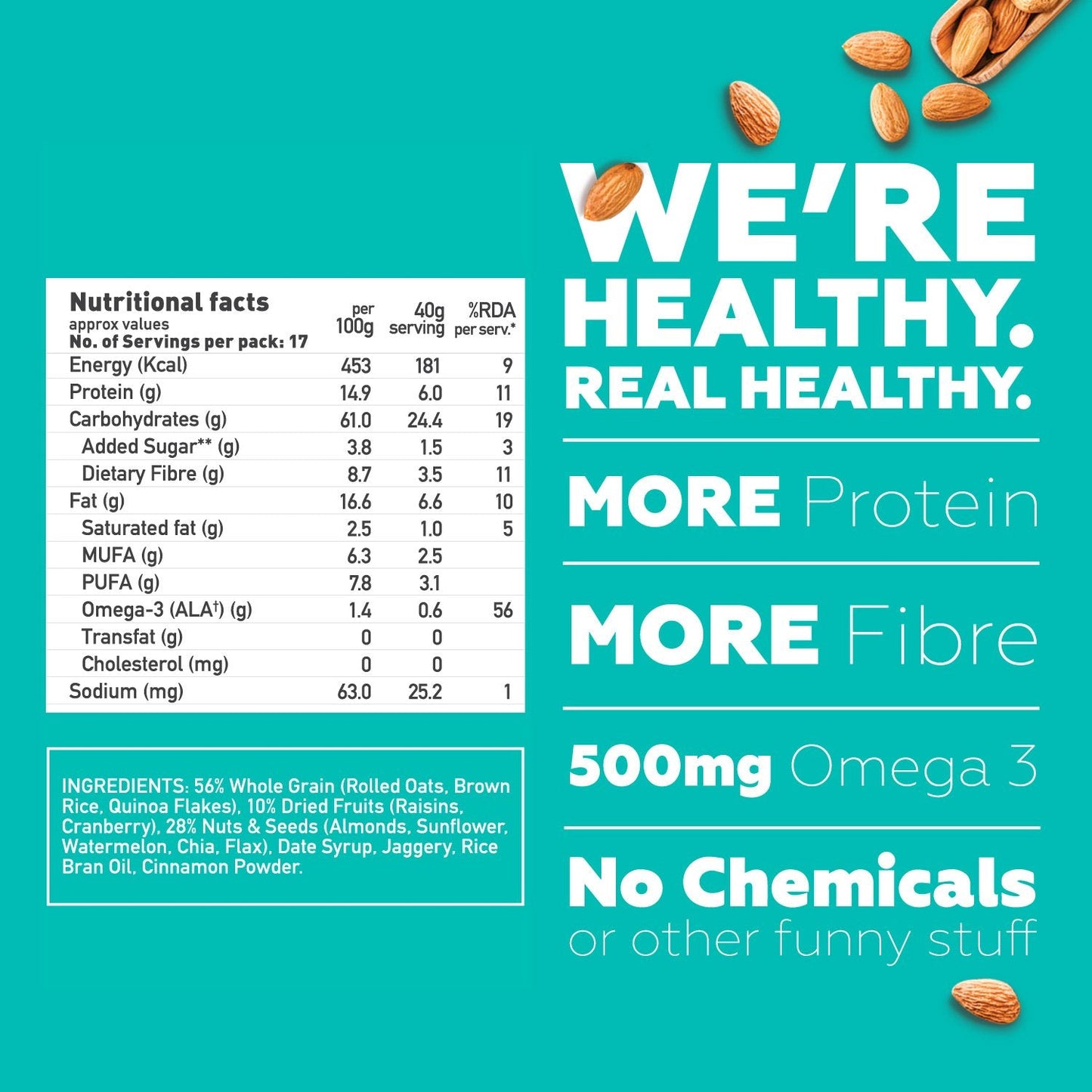 Almonds + Quinoa Wholegrain Muesli, 700g