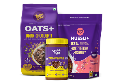Yogabar Dark Chocolate 400g Combo - Muesli + Super Oats + Peanut Butter