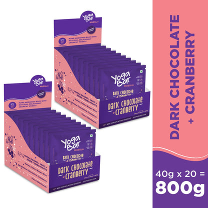 Dark Chocolate + Cranberries Wholegrain Muesli - Pack of 10 Pouch - 2 Pack