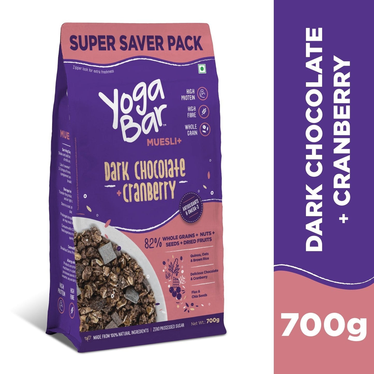 Dark Chocolate + Cranberries Wholegrain Muesli - 700g - 12 Packs