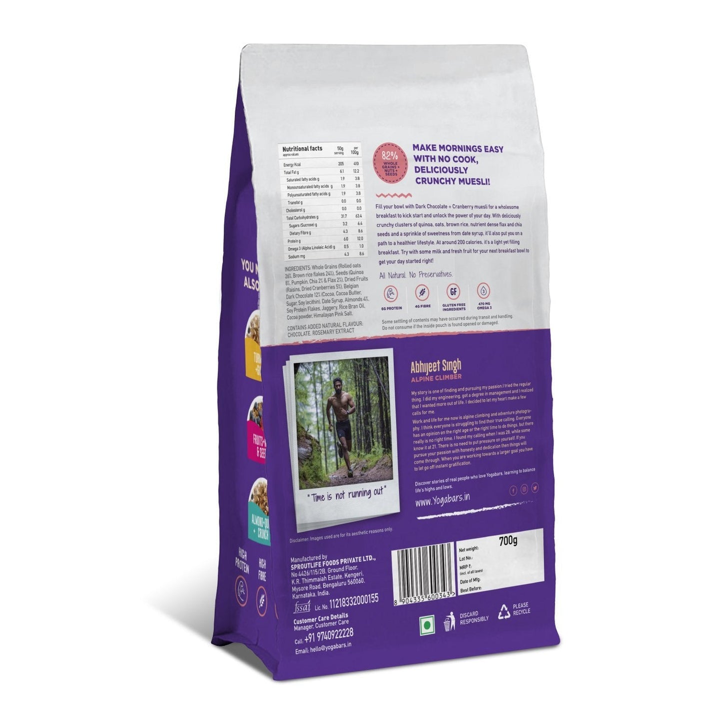 Dark Chocolate + Cranberries Wholegrain Muesli - 700g - 12 Packs