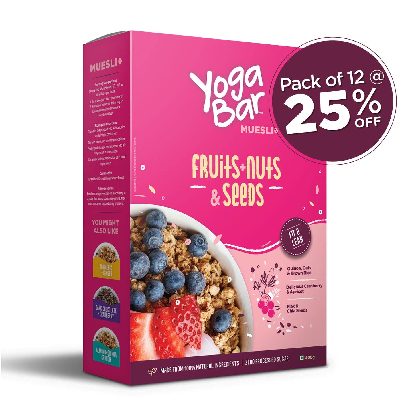 Fruits, Nuts + Seeds Wholegrain Muesli - 12 Boxes