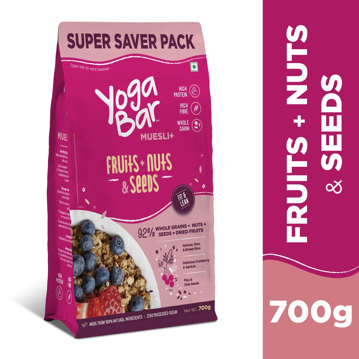 Fruits, Nuts + Seeds Wholegrain Muesli - 700g - 6 Packs