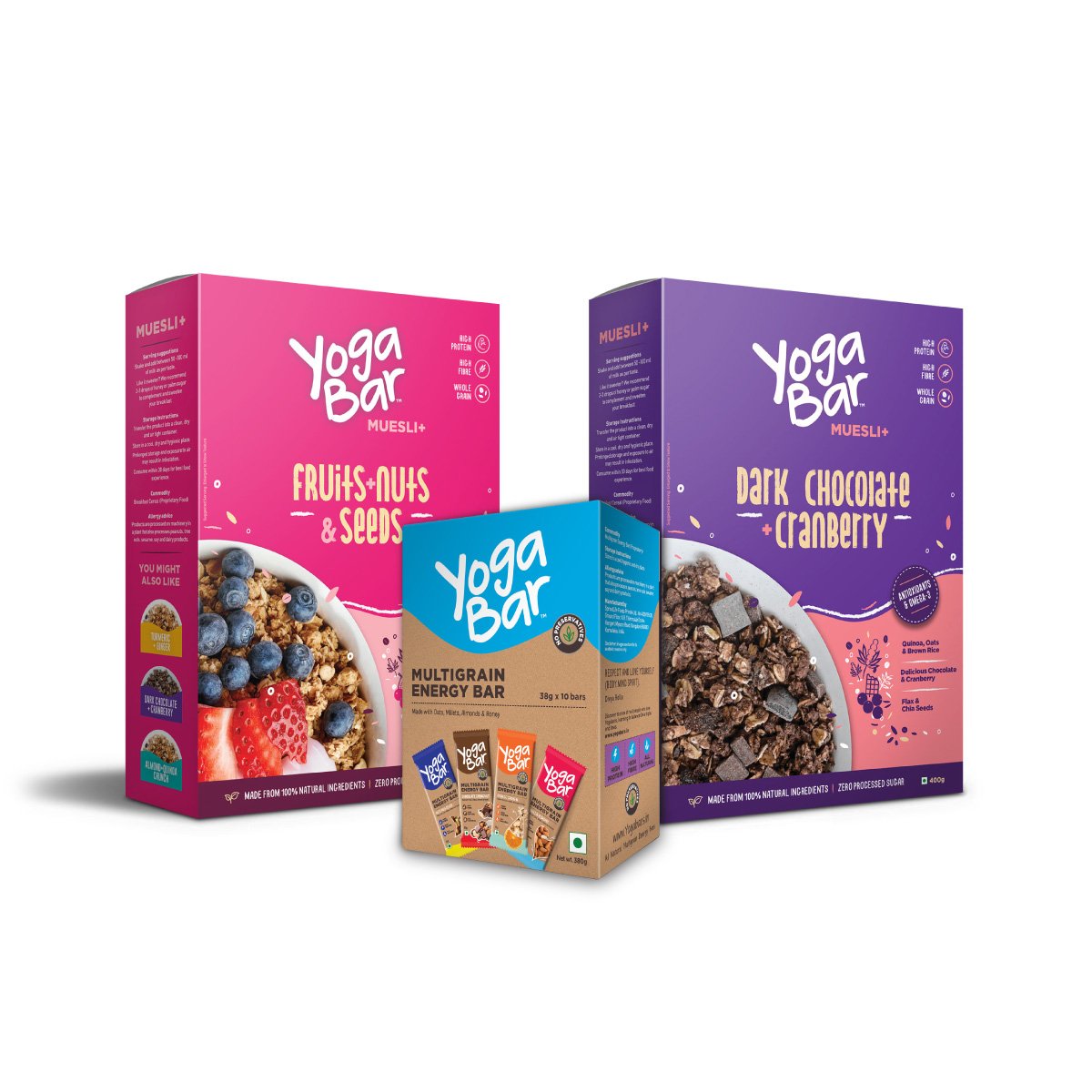 Yogabar Bars (Energy Variety) + Muesli (Fruits & Nuts + Dark Chocolate ) Combo