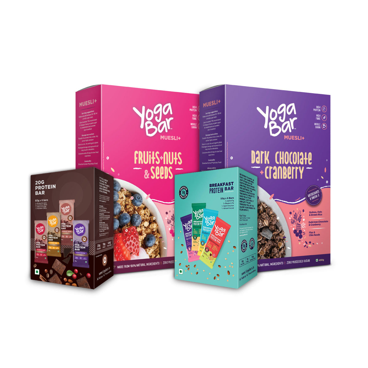 Bars (Breakfast + Protein Variety) + Muesli (Fruits & Nuts + Dark Chocolate )