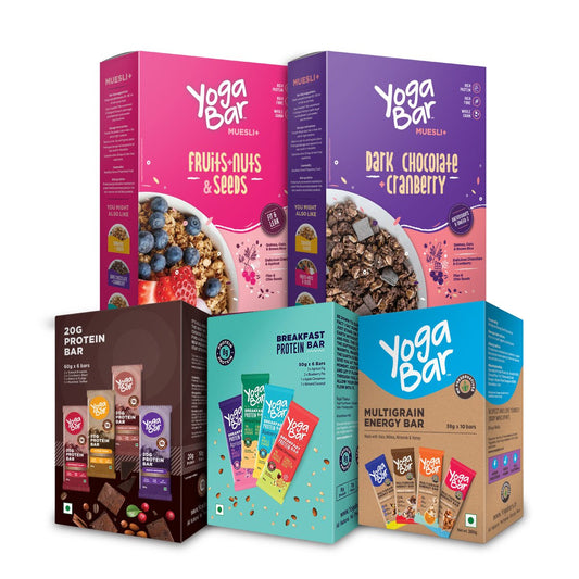 Yogabar Protein, Energy & Breakfast with Muesli Fruits & Nuts and Dark Chocolate Combo